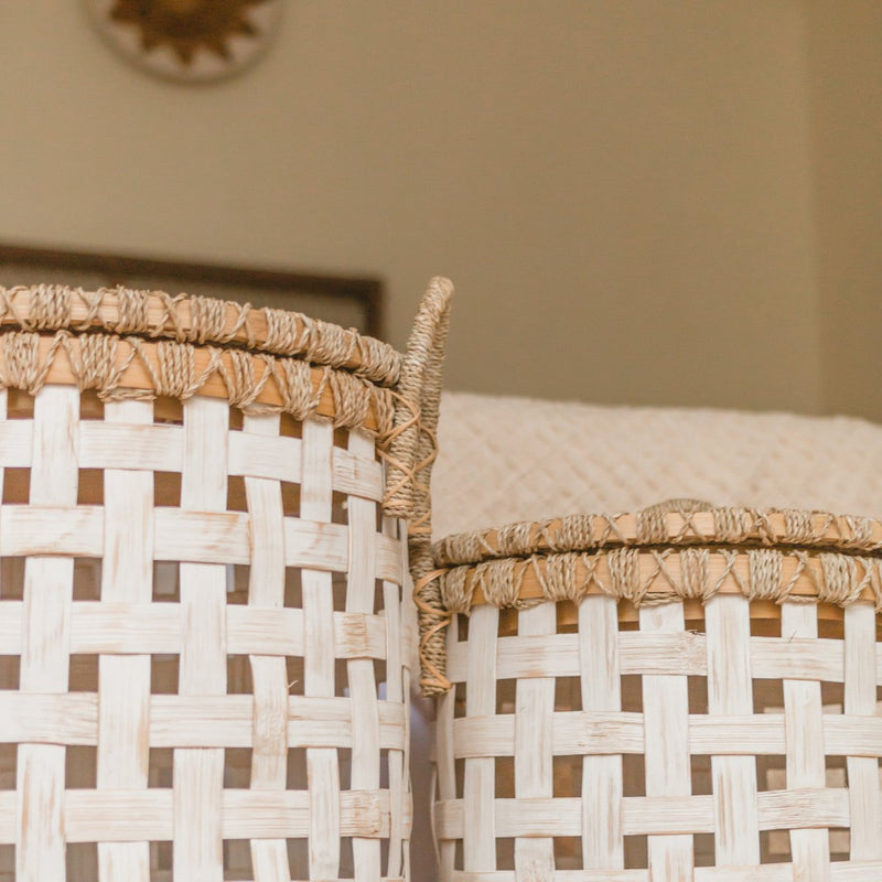 Laundry Basket with Lid IRAYA made from Bamboo