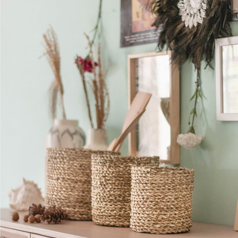 Small Seagrass Basket BHINNEKA | Plant Basket | Woven Boho Basket | Planter | Decorative Basket | Small Storage Basket | Round Flower Basket