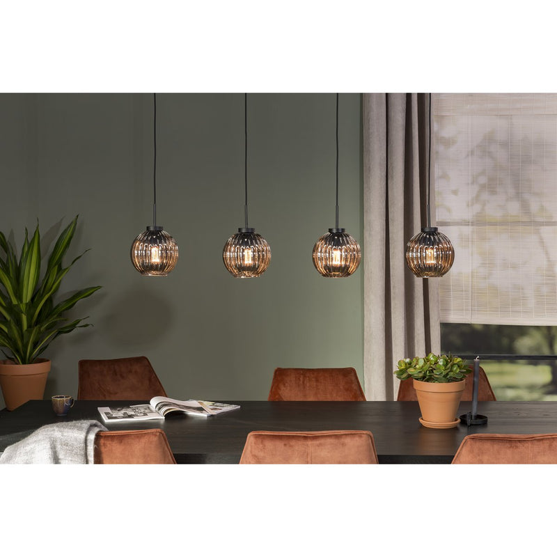 Hanglamp, 4-lichts, H340 smoke glas