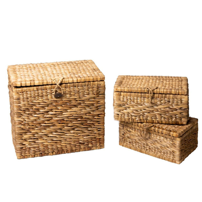 Trunk Basket | Laundry Basket with Lid KELANA made from Water Hyacinth (2 sizes)