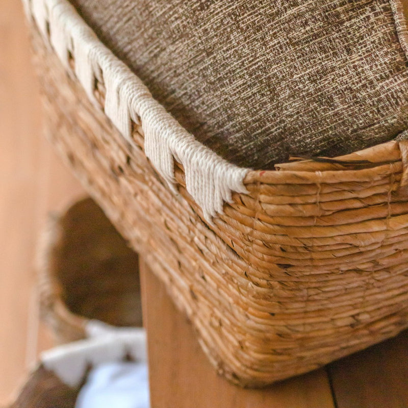 Storage Basket with Cotton Decor PISANG Decorative Basket Handwoven from Banana Fibre