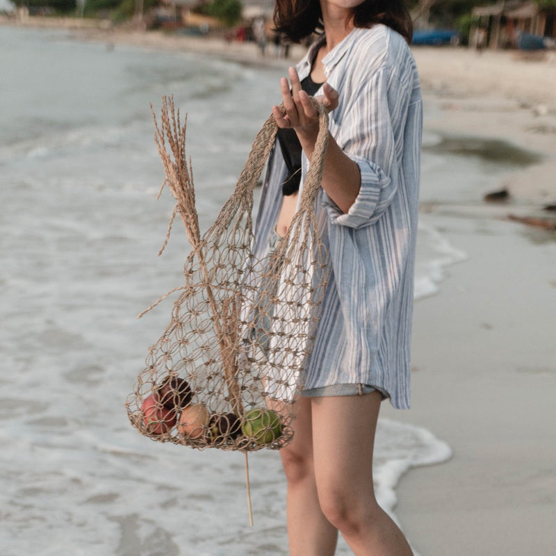 Raffia String Bag | Handwoven Reusable Grocery Bag Light Tote Bag | Handwoven Shopping Bag JEMARI