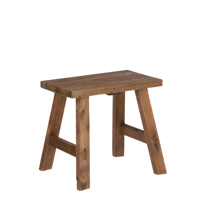 Bold Wooden Stool - L38 x W29 x H34 cm - Recycled Wood - Brown