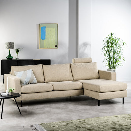 3 seater sofa CL L+R, with headrest, Dillon fabric, D460 beige