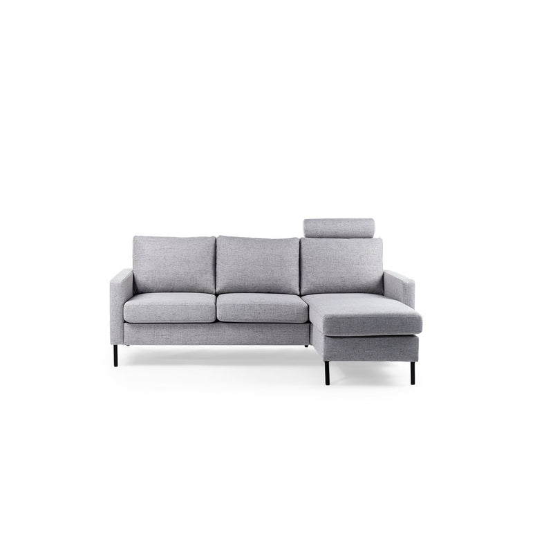 3 seater sofa CL L+R, with headrest, fabric Valente, V311 gray