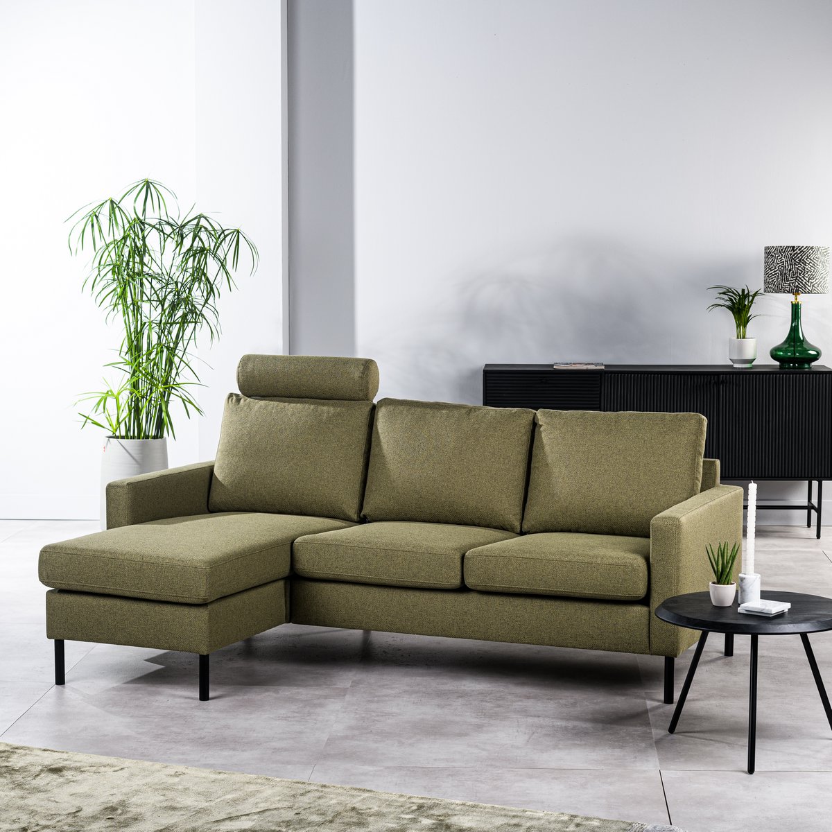 3 seater sofa CL L+R, with headrest, fabric Dillon, D156 green