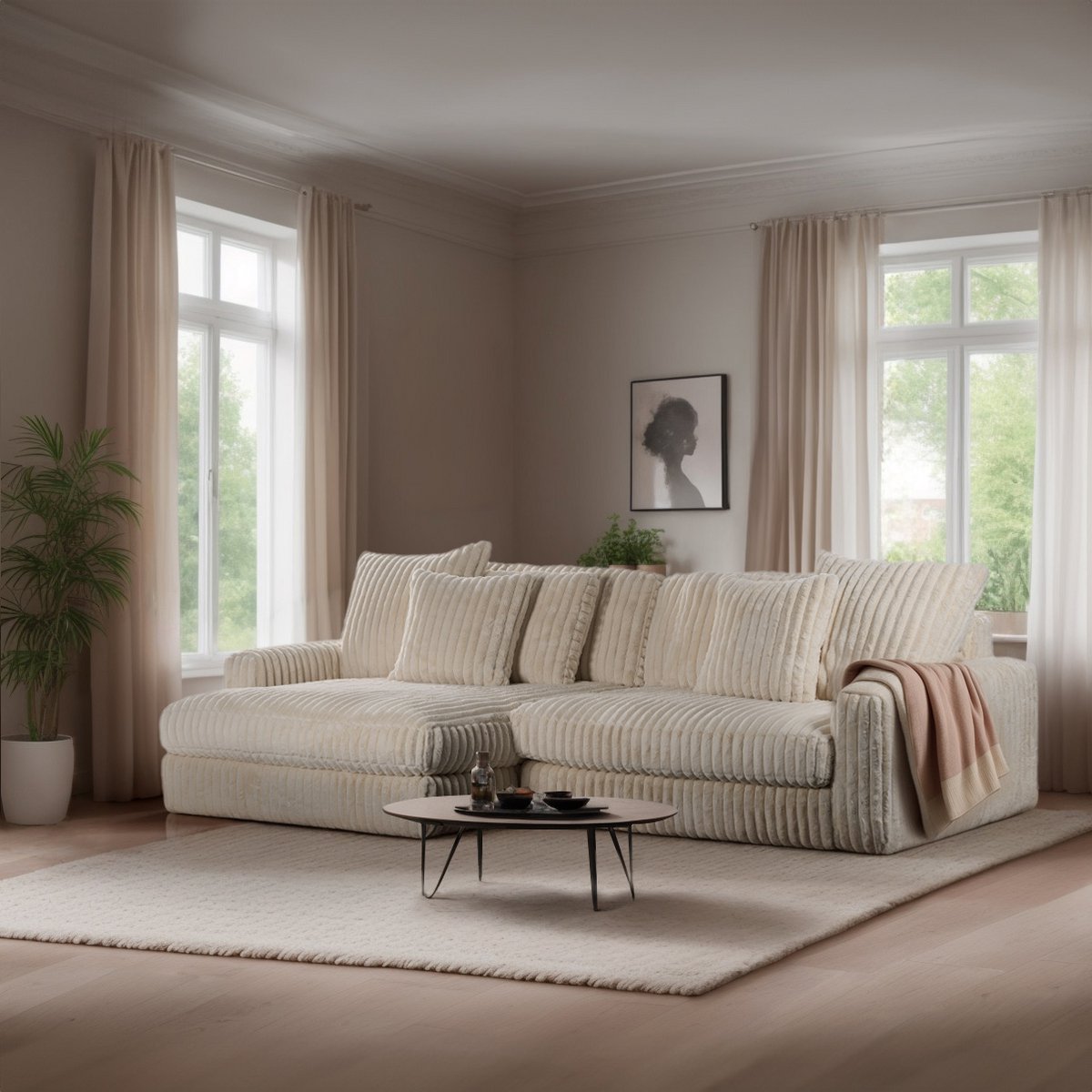 3 seater sofa CL L+R, fabric Vito 23, D460 beige