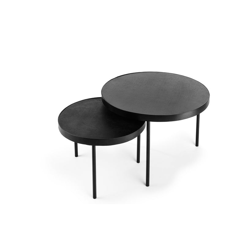 Round coffee table, set of 2, B340 black