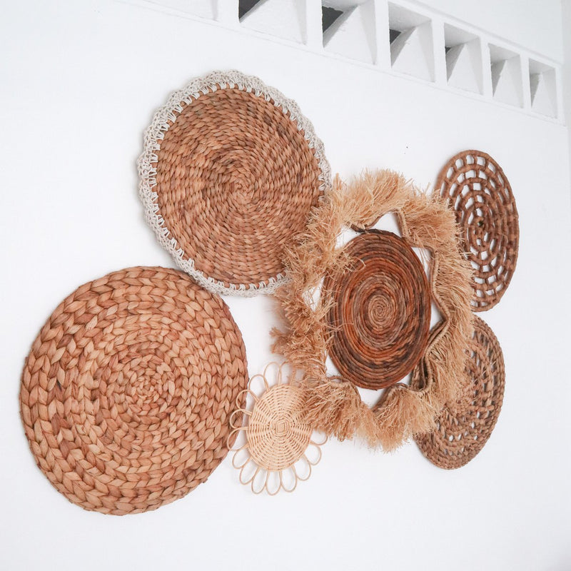 Tropical Wall Decoration Set 6 Mixed Pieces DALUM Boho Decor Handwoven from Natural Materials