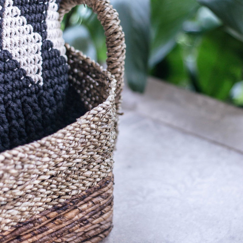 Storage Basket | Decorative Basket KAPAUKU made from Banana Fibre & Seagrass (2 sizes)