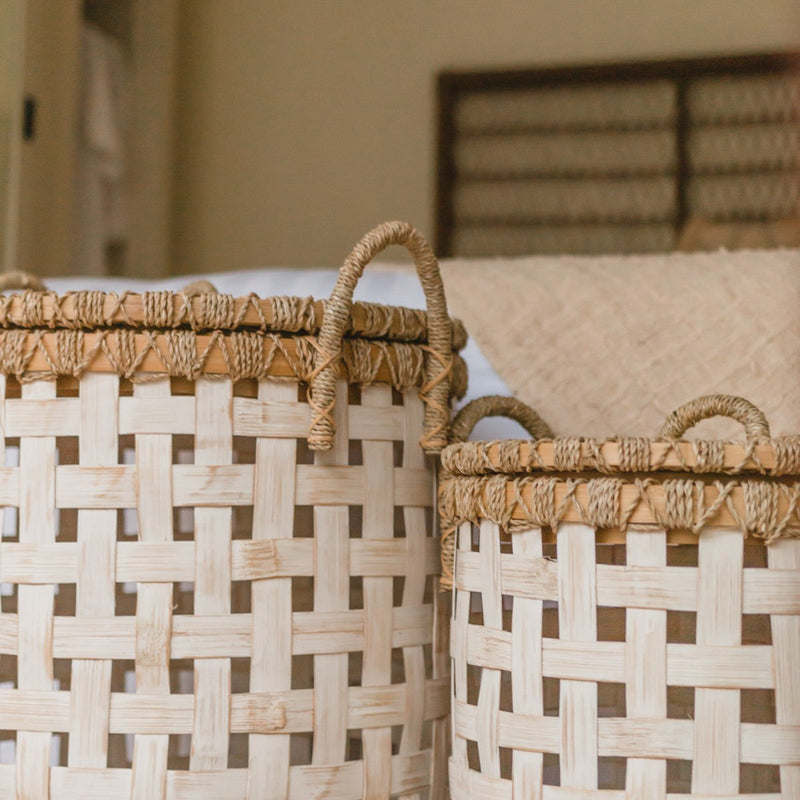 Laundry Basket with Lid IRAYA made from Bamboo