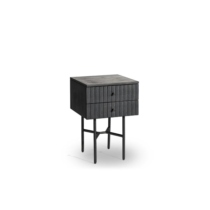 Bedside table, 2 drawers, B340 black