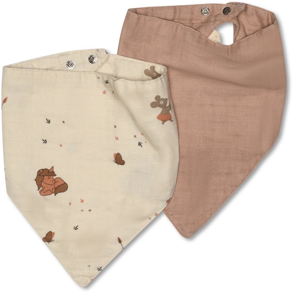 Villads muslin bib 2-pack-unicorn/rose dust