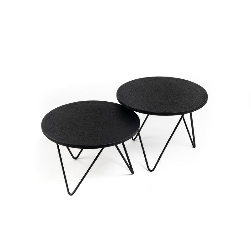 Ronde salontafel set van 2, Lava, B340 zwart