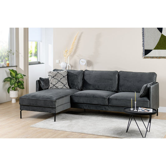 3 seater sofa CL left, Fashion Velvet fabric, F411 dark gray