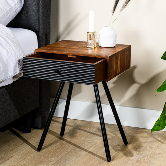 Bedside table, 1 drawer, A370 walnut