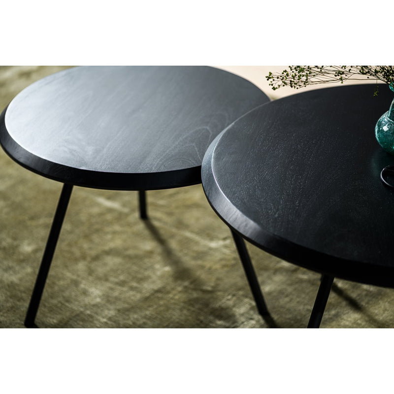 Ronde salontafel, set van 2, B340 zwart