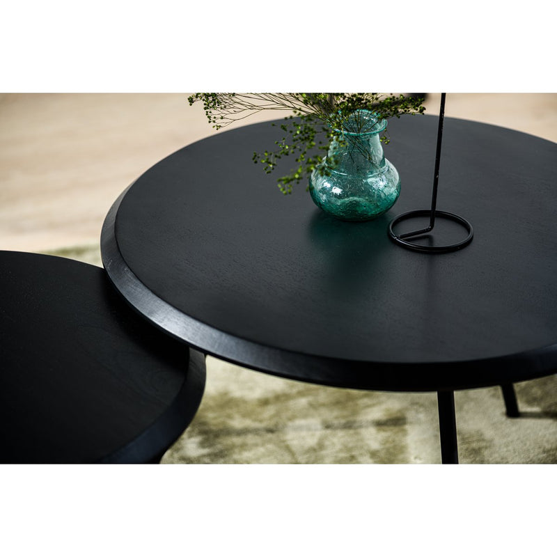 Round coffee table, set of 2, B340 black