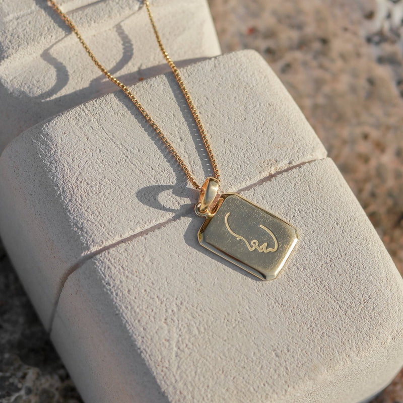 Dainty necklace 18k gold plated - gold 40 cm chain made of 925 silver gold vermeil - pendant with engraved face - LOVINA gold