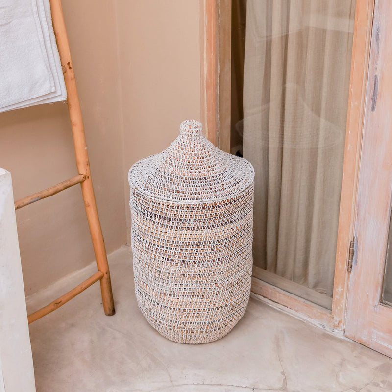 Laundry Basket with Lid KAJA made from Banana Fibre