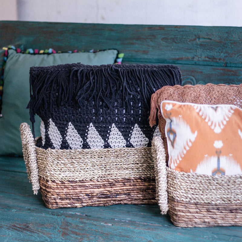 Storage Basket | Decorative Basket KAPAUKU made from Banana Fibre & Seagrass (2 sizes)