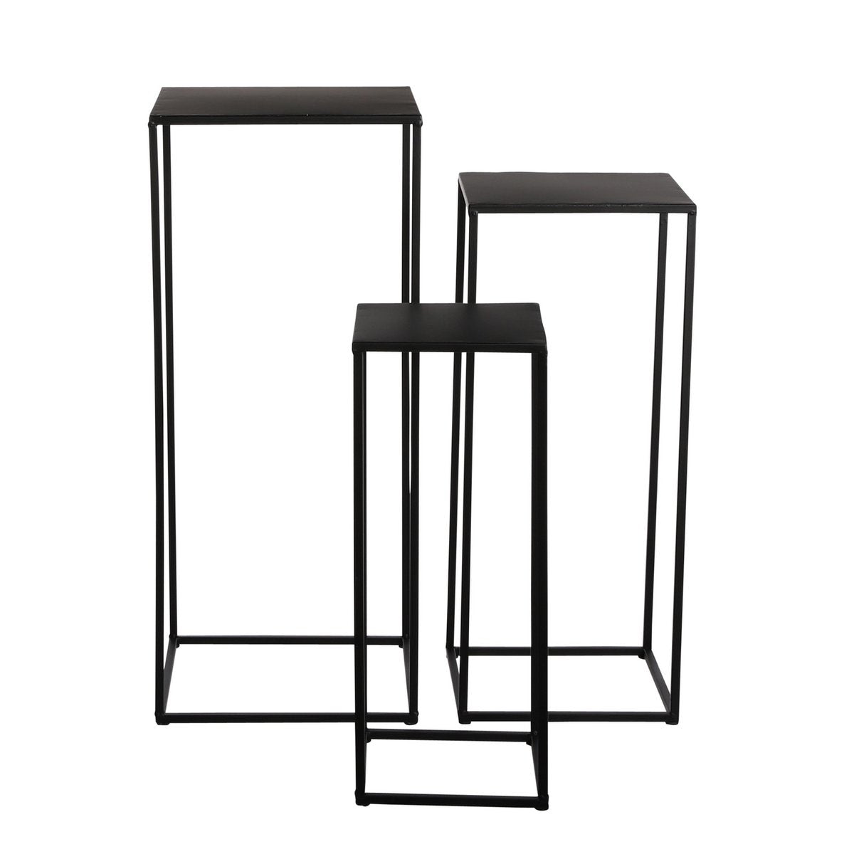 Quinty Side table - Set of 3 - L30 x W30 x H70 cm - Metal - Black