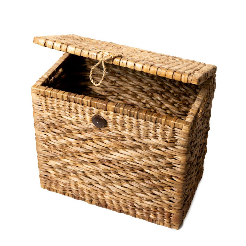 Trunk Basket | Laundry Basket with Lid KELANA made from Water Hyacinth (2 sizes)