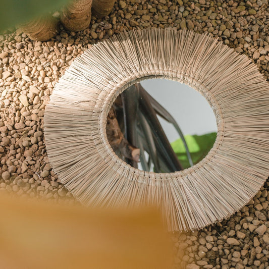 Wall Mirror from Seagrass Round with 60 cm Diameter RIMBA