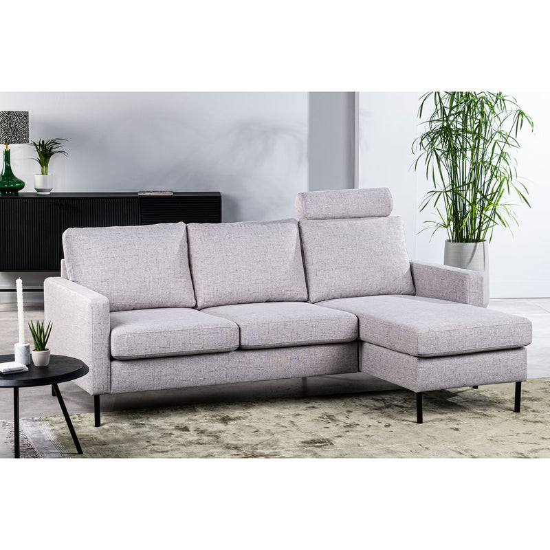 3 seater sofa CL L+R, with headrest, fabric Valente, V311 gray