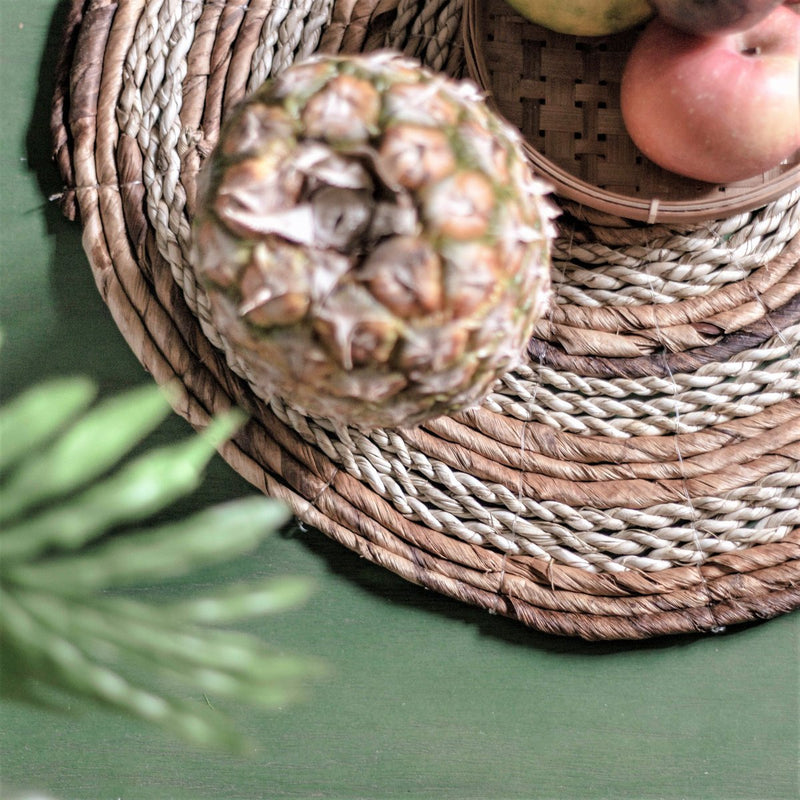 Placemat (Set of 4 or 6) MATARAM | Boho Round Table Mat made of Banana Fibre & Seagrass 38 cm