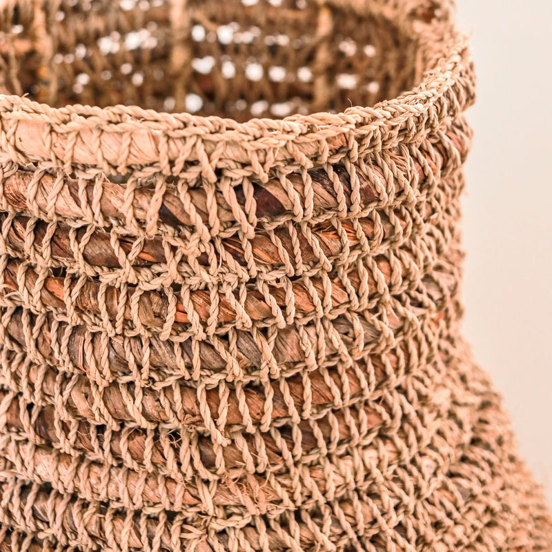 Woven Boho Vase SAKRA made from Banana Fibre and Raffia