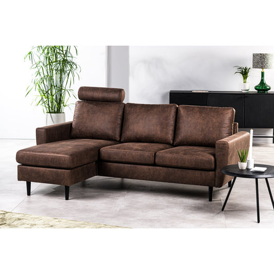 3 seater sofa CL L+R, with headrest, fabric Savannah, S430 brown