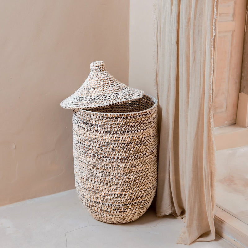 Laundry Basket with Lid KAJA made from Banana Fibre