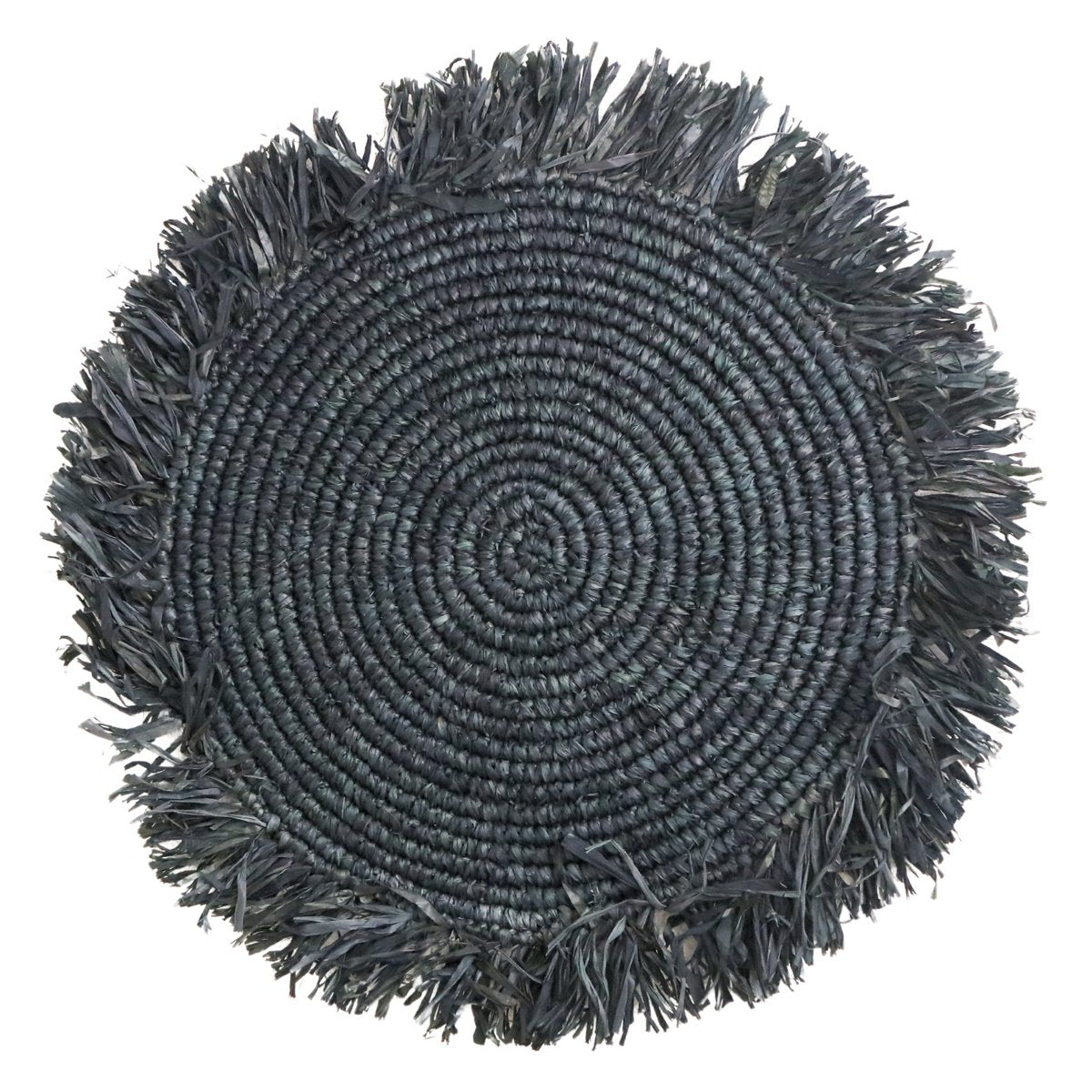 Black Boho Placemat (Set of 2, 4 or 6) 45 cm Table Mat with Fringes AMBON made of Raffia