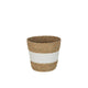 J-Line Basket Round With Stripe+ Handle Wicker Natural/White