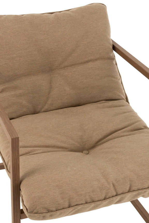 J-Line Chair 1-Seater Metal/Textile Beige/Dark Brown - Goldgenix