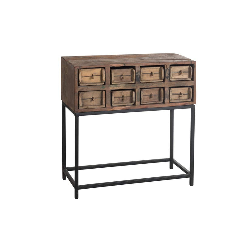 J-Line Console 8 Laden Brut Gerecycled Hout Bruin