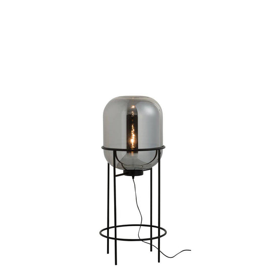 J-Line Lamp On Foot Sasha Glass/Metal Silver/Black Medium