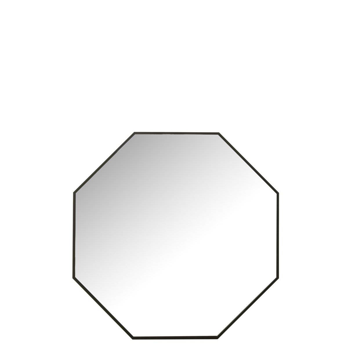 J-Line Spiegel Octagon Glas/Metaal Zwart - Wandspiegel 65 x 65 cm