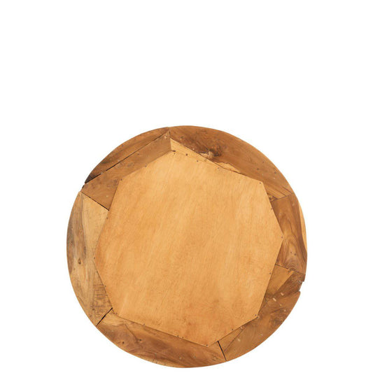 J-Line Mirror Round Pieces of Teak Wood Natural Medium