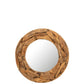 J-Line Mirror Round Pieces of Teak Wood Natural Medium