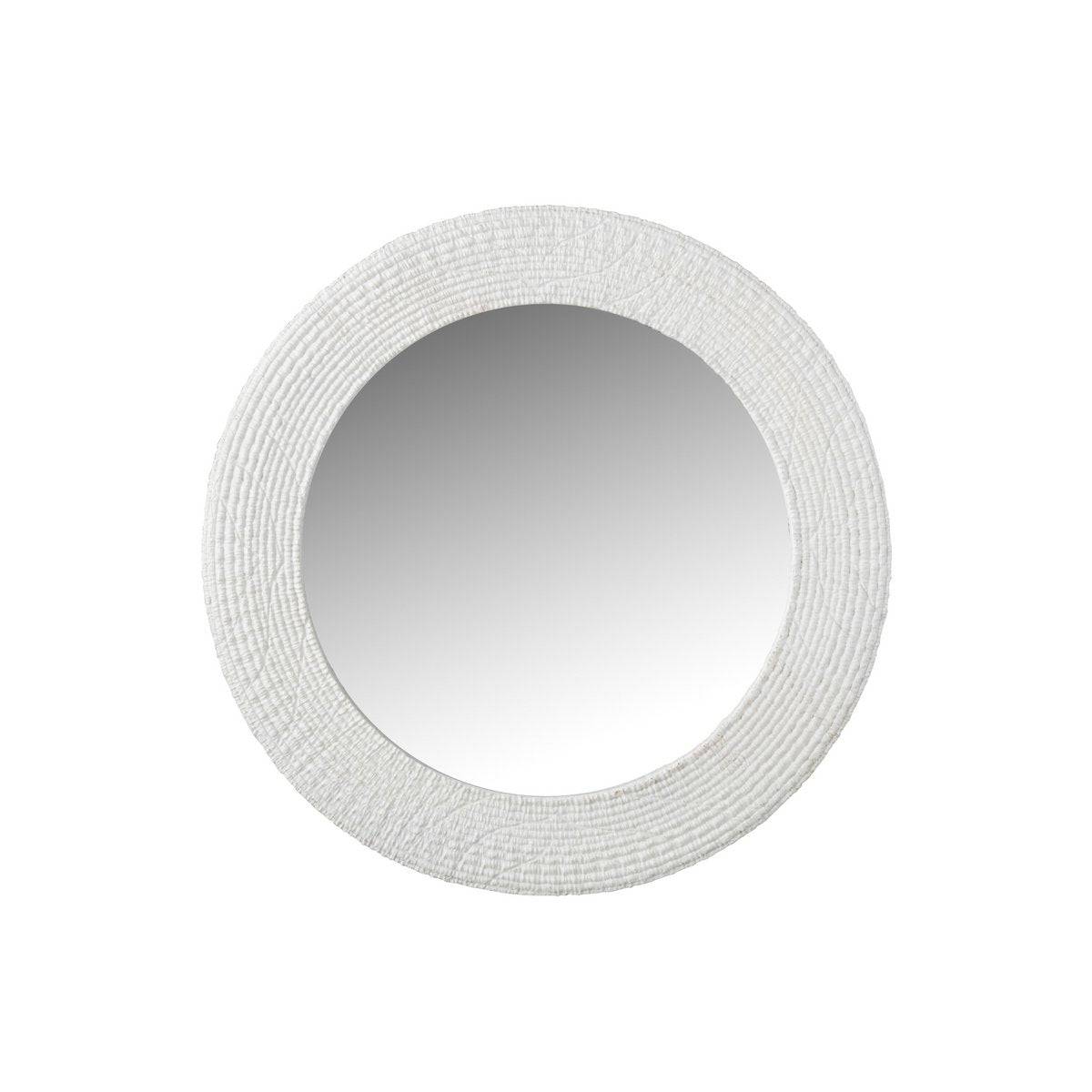 J-Line Mirror Rund Ribbad Polyresine Vit - Väggspegel 50,3 x 3,2 cm