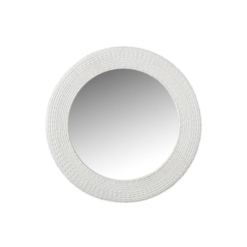 J-Line Spiegel Rond Geribbeld Polyresine Wit - Wandspiegel 50,3 x 3,2 cm