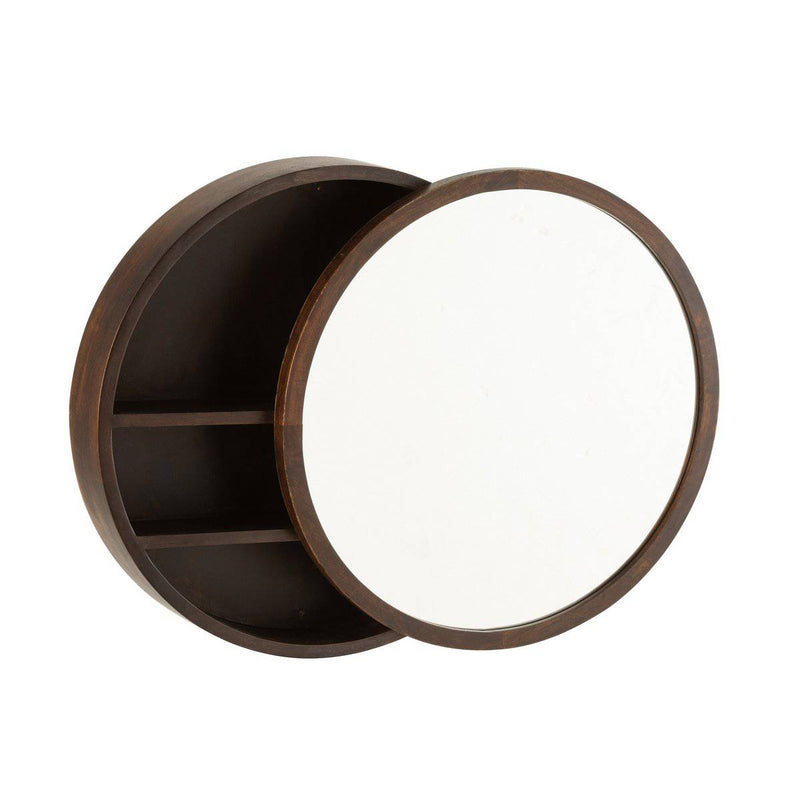 J-Line Mirror Sliding Wall Rack Conie Mango Wood Dark Brown - Wall Mirror 60 x 13 cm - Goldgenix