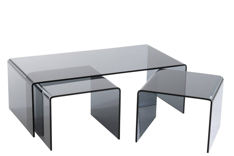 J-Line S/3 Coffee Table Glass Black