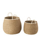 J-Line Set Of 2 Basket+Handles White Border Paper Brown