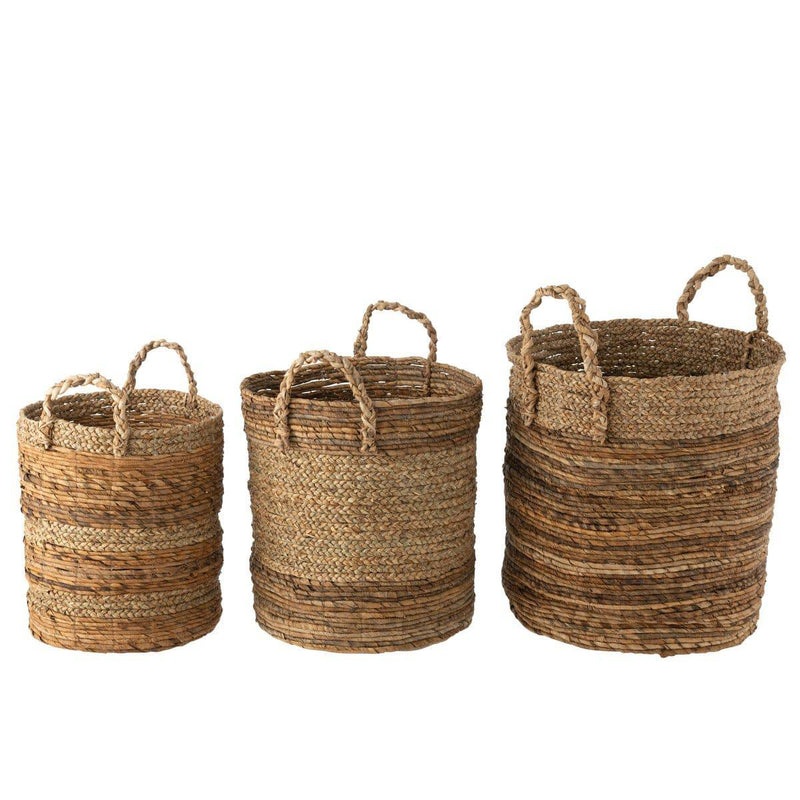 J-Line Set Van Drie Manden Lucie Raffia Naturel