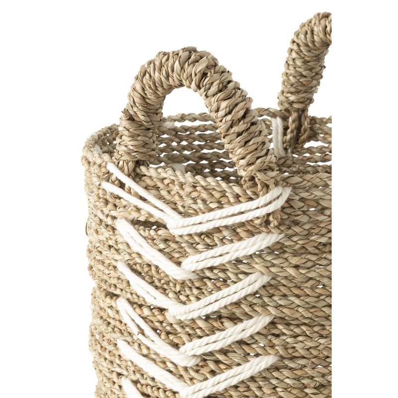 J-Line Set Of Two Baskets Chevron Raffia White/Natural