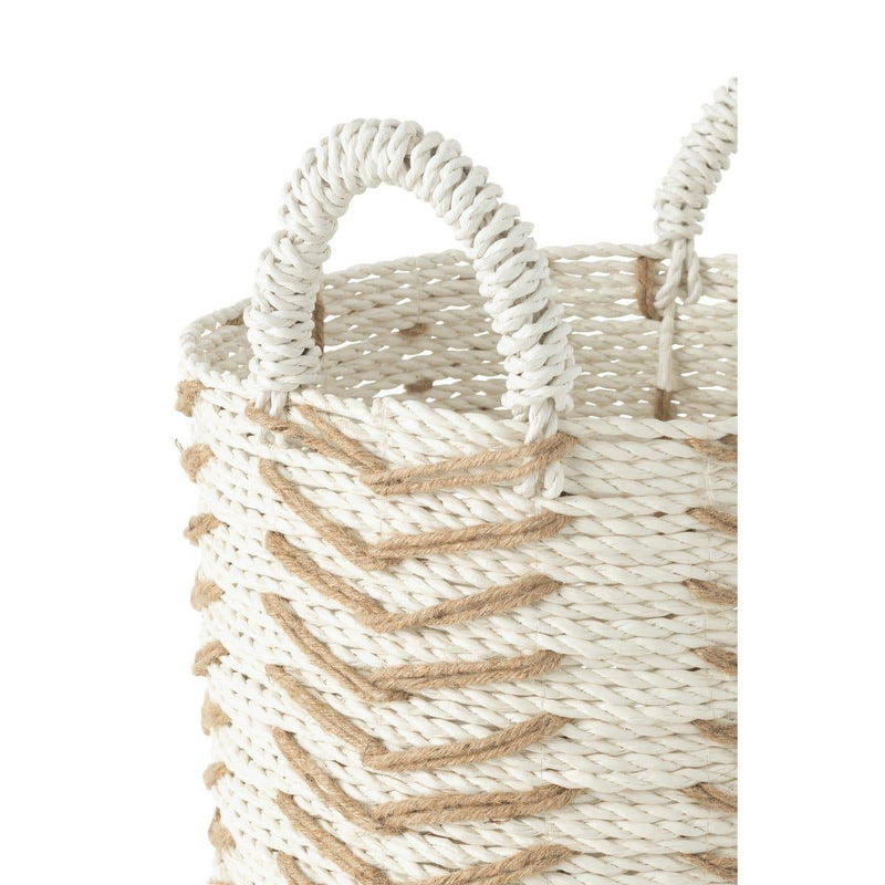 J-Line Set Of Two Baskets Chevron Raffia White/Natural