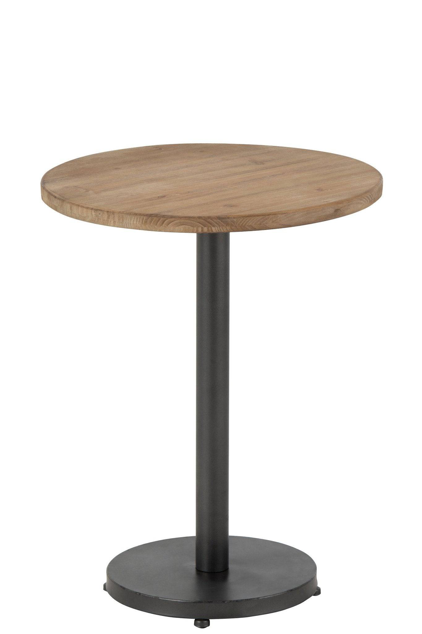 J-Line Side Table Bar Round Metal/Wood Brown